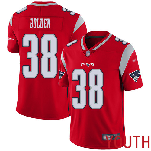 New England Patriots Football #38 Inverted Legend Limited Red Youth Brandon Bolden NFL Jersey->youth nfl jersey->Youth Jersey